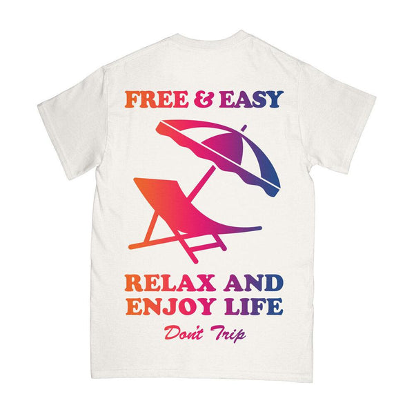 Free & Easy T-Shirt - Umbrella Short Sleeve Tee - Relax and Enjoy Life Don't Trip