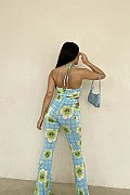 BAILEY ROSE - TROPICAL PRINTED PANTS (BRP1237-1) - BLUE GREEN