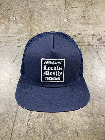 PERMANENT VACATION LOCALS MOSTLY HAT - NAVY W/ WHITE