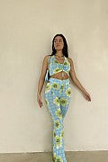 BAILEY ROSE - TROPICAL PRINTED PANTS (BRP1237-1) - BLUE GREEN