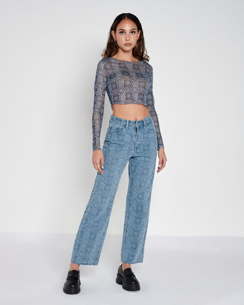 ANOTHER GIRL ORGANIC CHECKERBOARD JEANS